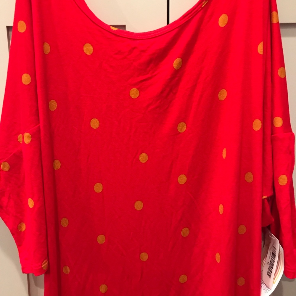 NWT Lularoe Irma XL red with gold polka dots